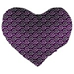 Violet White Pattern Large 19  Premium Flano Heart Shape Cushions