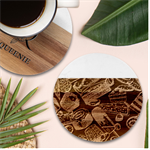 Sweet Food Seamless Pattern Marble Wood Coaster (Round)