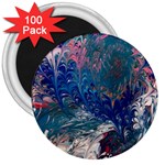 Blue feathers and flames 3  Magnets (100 pack)