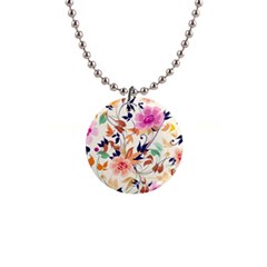 Abstract Floral Background 1  Button Necklace