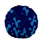 Blue Camouflage Pattern Standard 15  Premium Flano Round Cushions Back