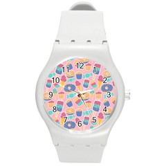 Ice Cream Donut Sweets Candie Round Plastic Sport Watch (m)
