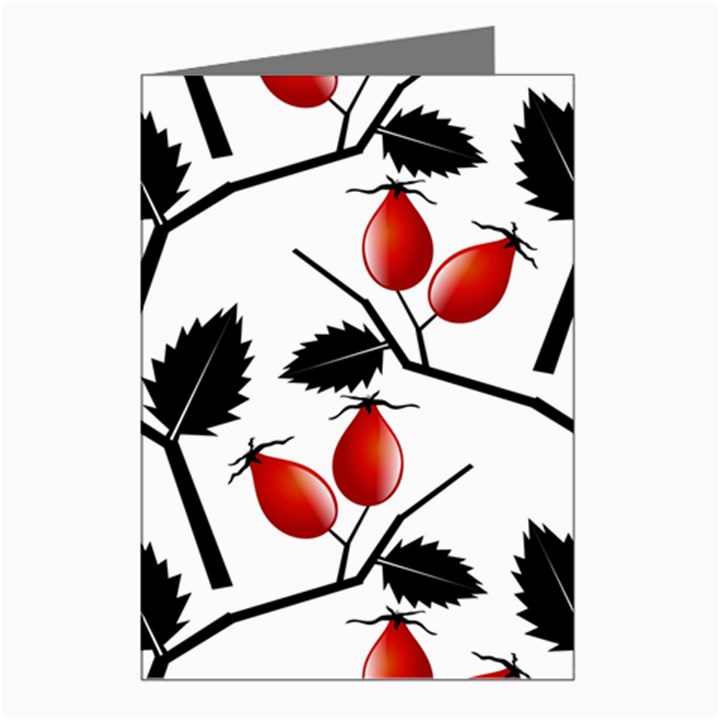 Rose Hip Pattern Branches Autumn Greeting Cards (Pkg of 8)