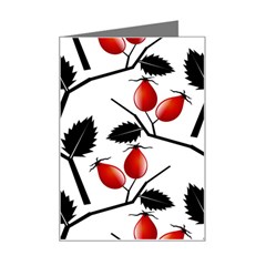 Rose Hip Pattern Branches Autumn Mini Greeting Card