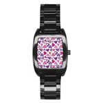 Heart Pattern Repetition Background Stainless Steel Barrel Watch